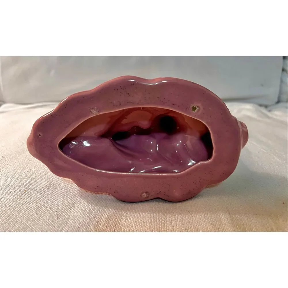 Vintage Royal Haeger Mauve Agate Twin Stalk Candle Holder Pink Blue Marble Glaze